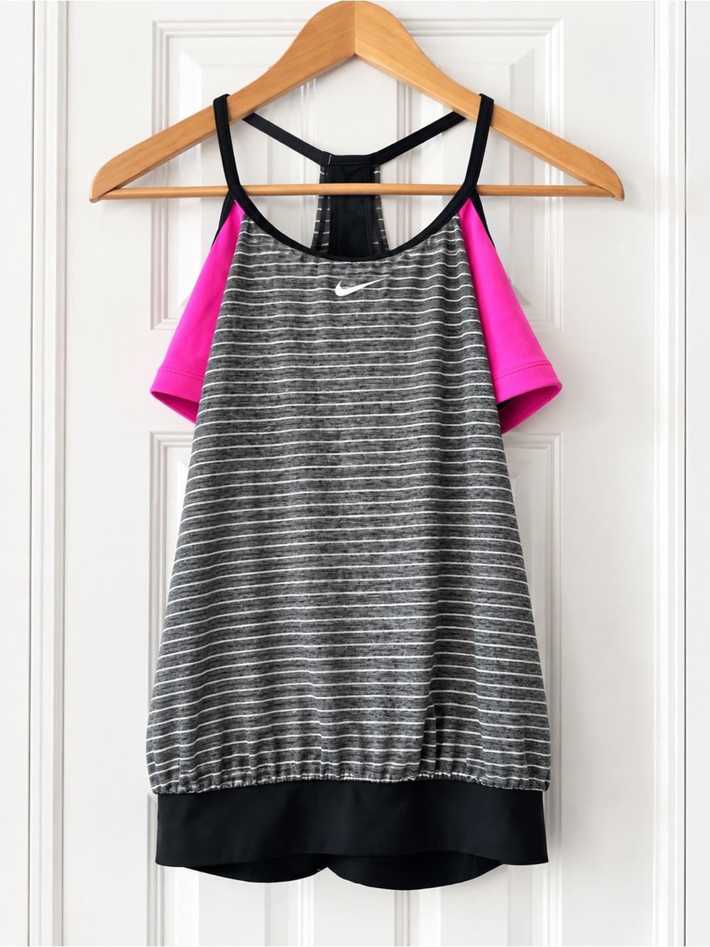 Women’s Nike gray & black striped running tank top